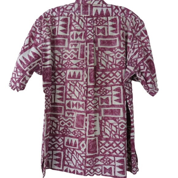 Vintage Andrews Inc. Mens Short Sleeve Button-Up Hawaiian Shirt Burgundy White - Picture 8 of 10